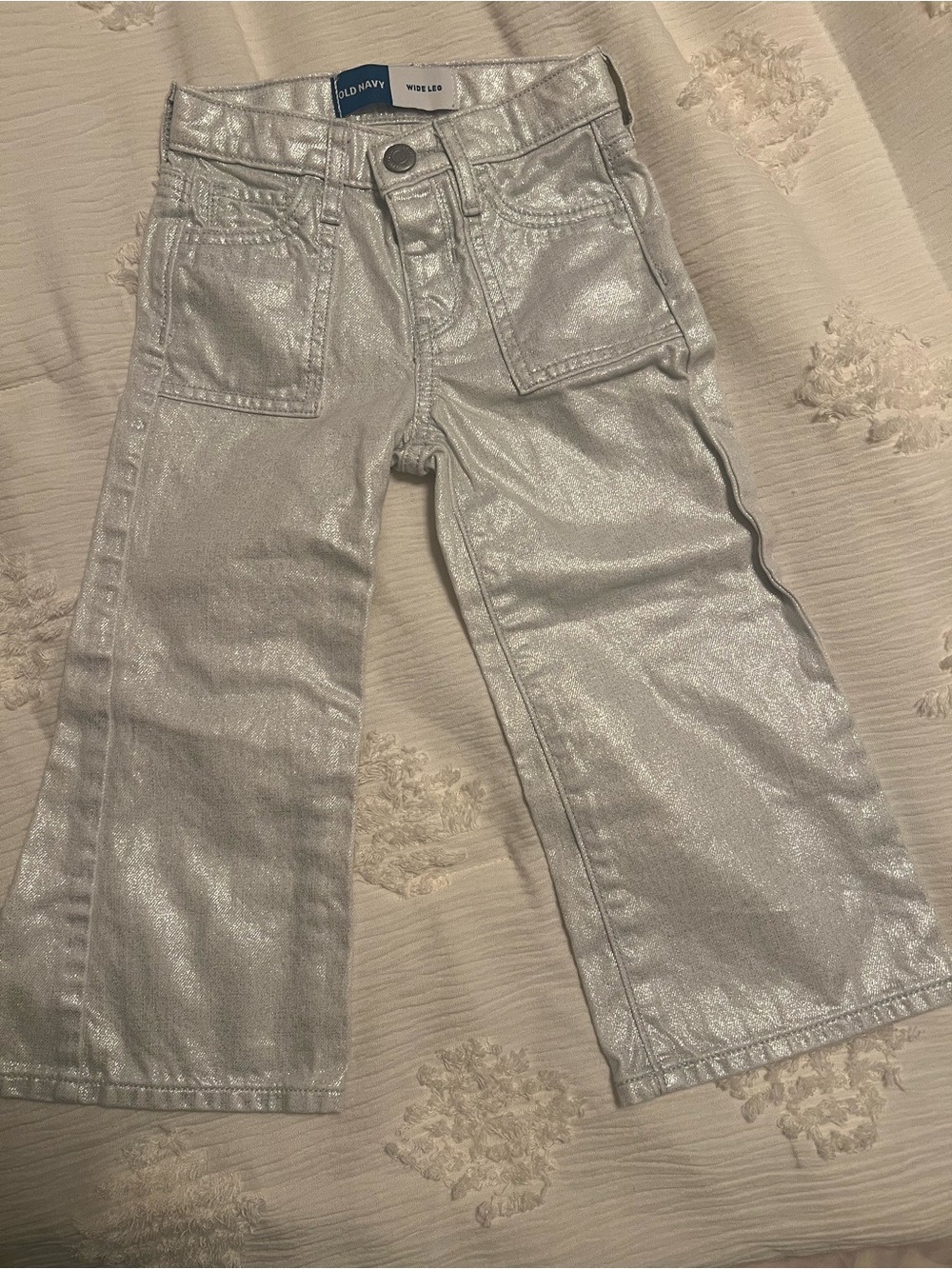 Old Navy Kids' Metallic Silver Wide-Leg Jeans